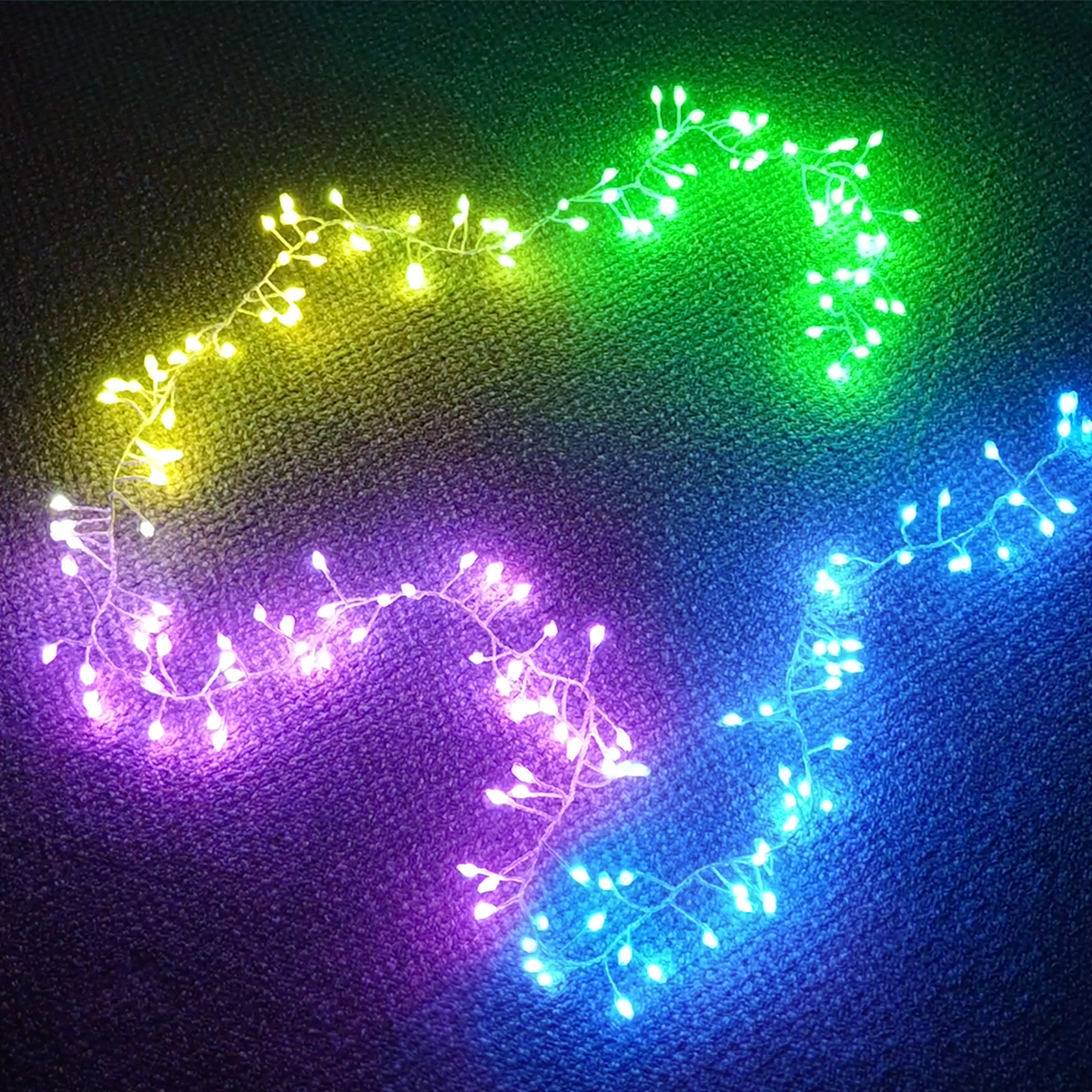 5 Foot RGB Falling Cluster Lights with Remote, Black Wire