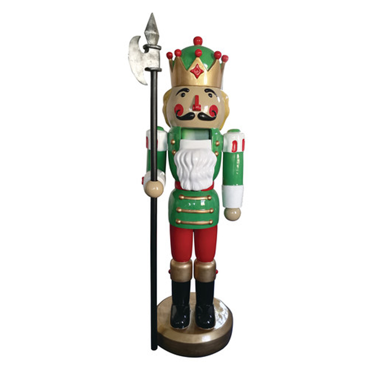 Green and Red Nutcracker with Pole Axe