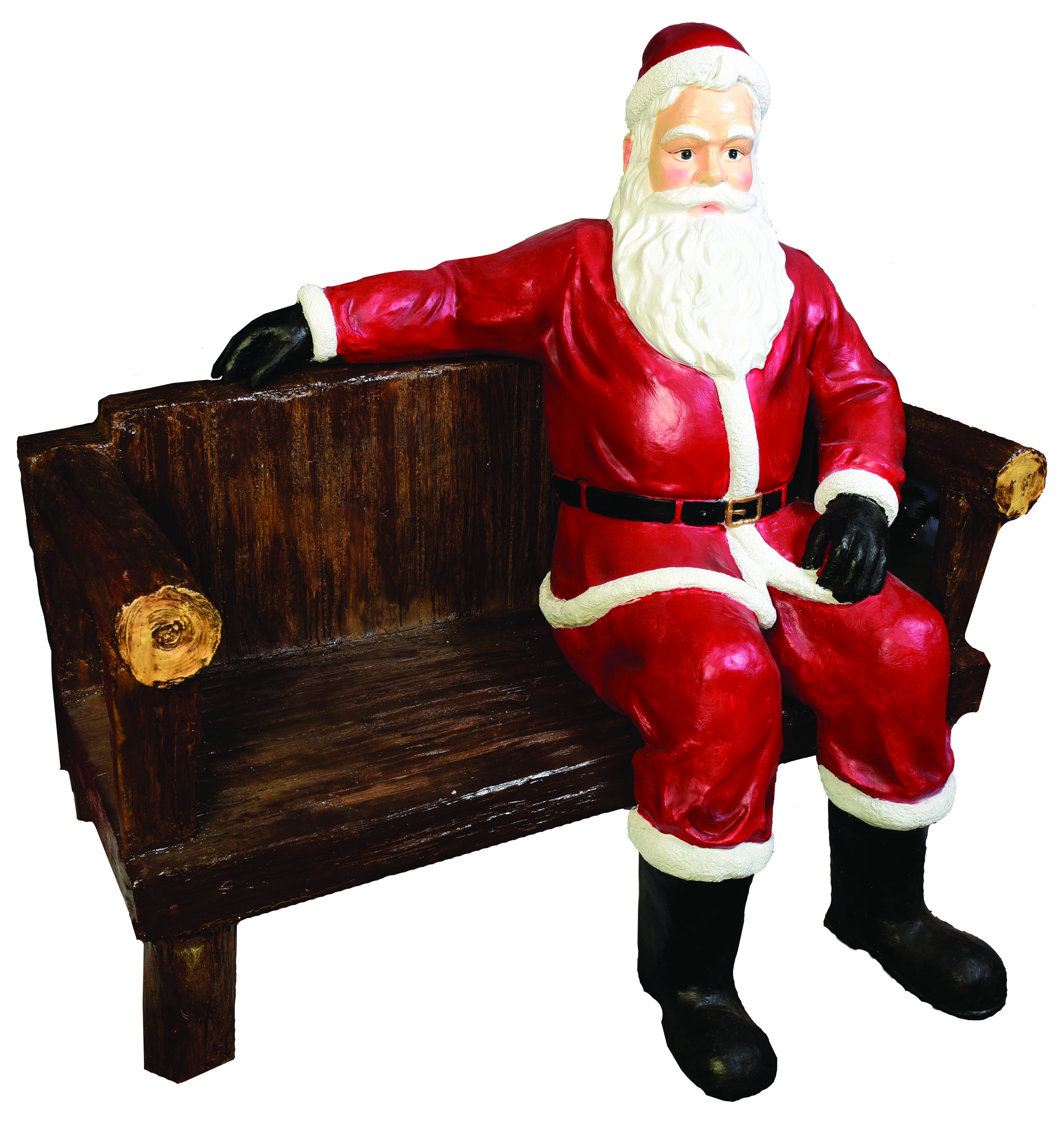 Life Size Santa on Bench