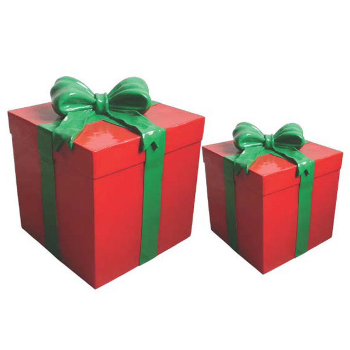 Large Red Gift Box, Green Bow