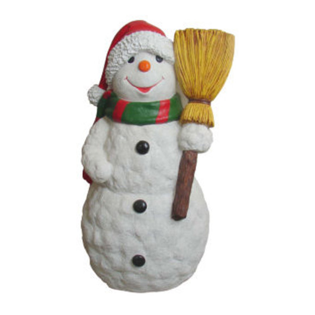 Snowman with Scarf, Santa Hat, and Broom - 4ft Tall