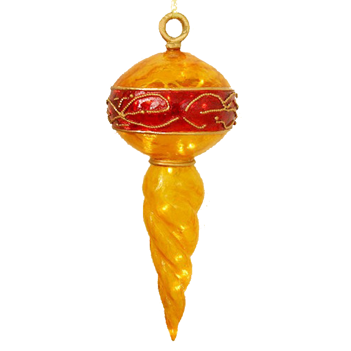 Illuminated Gold with Red Finial Ornament
