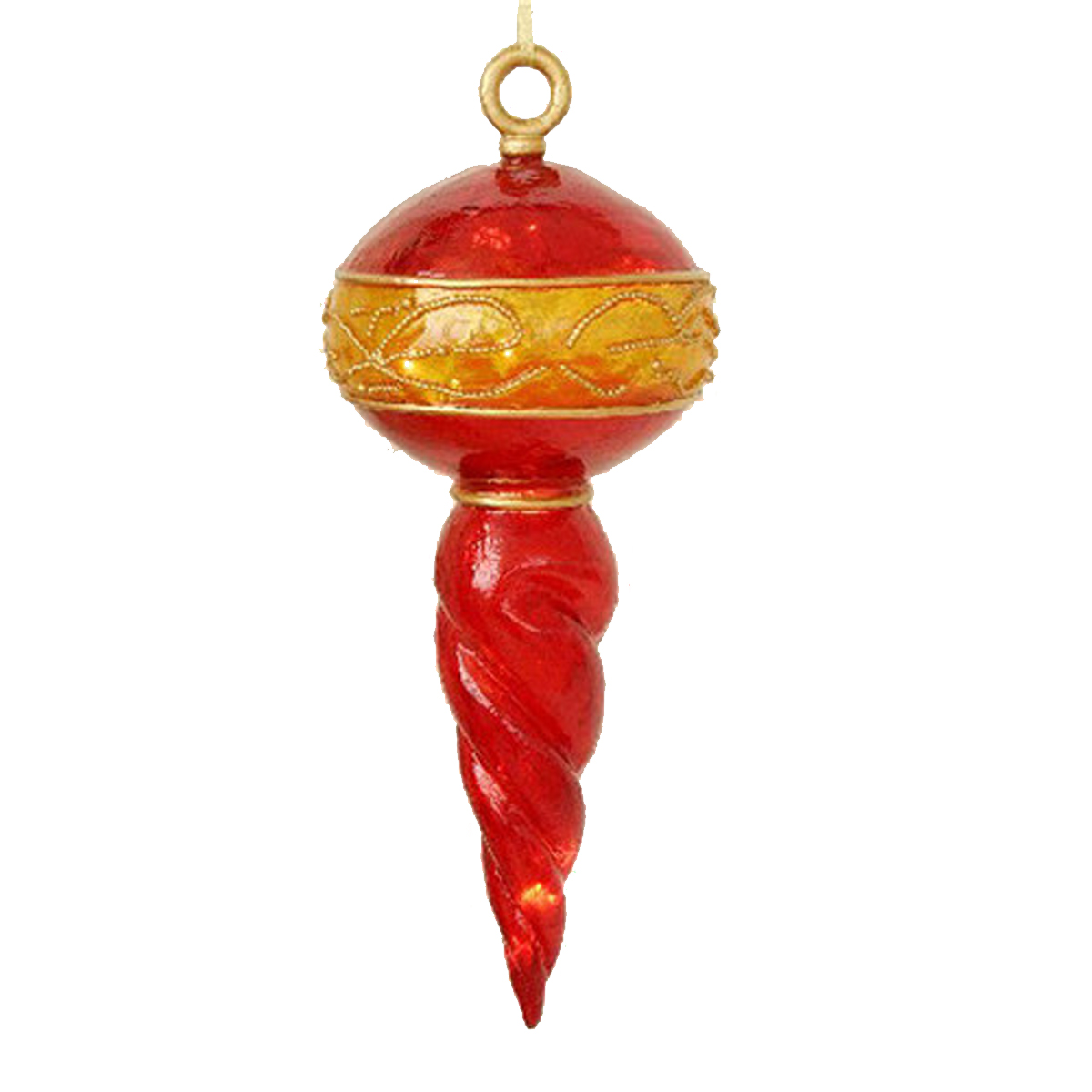 Illuminated Red with Gold Finial Ornament