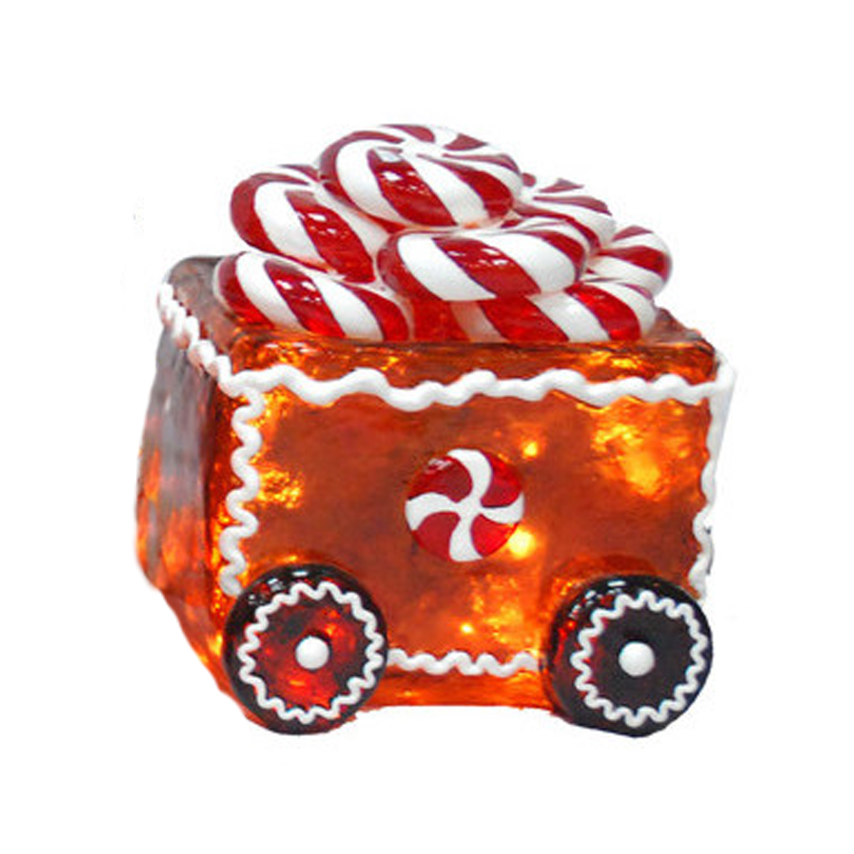 Illuminated Gingerbread Peppermint Candy Freight Car