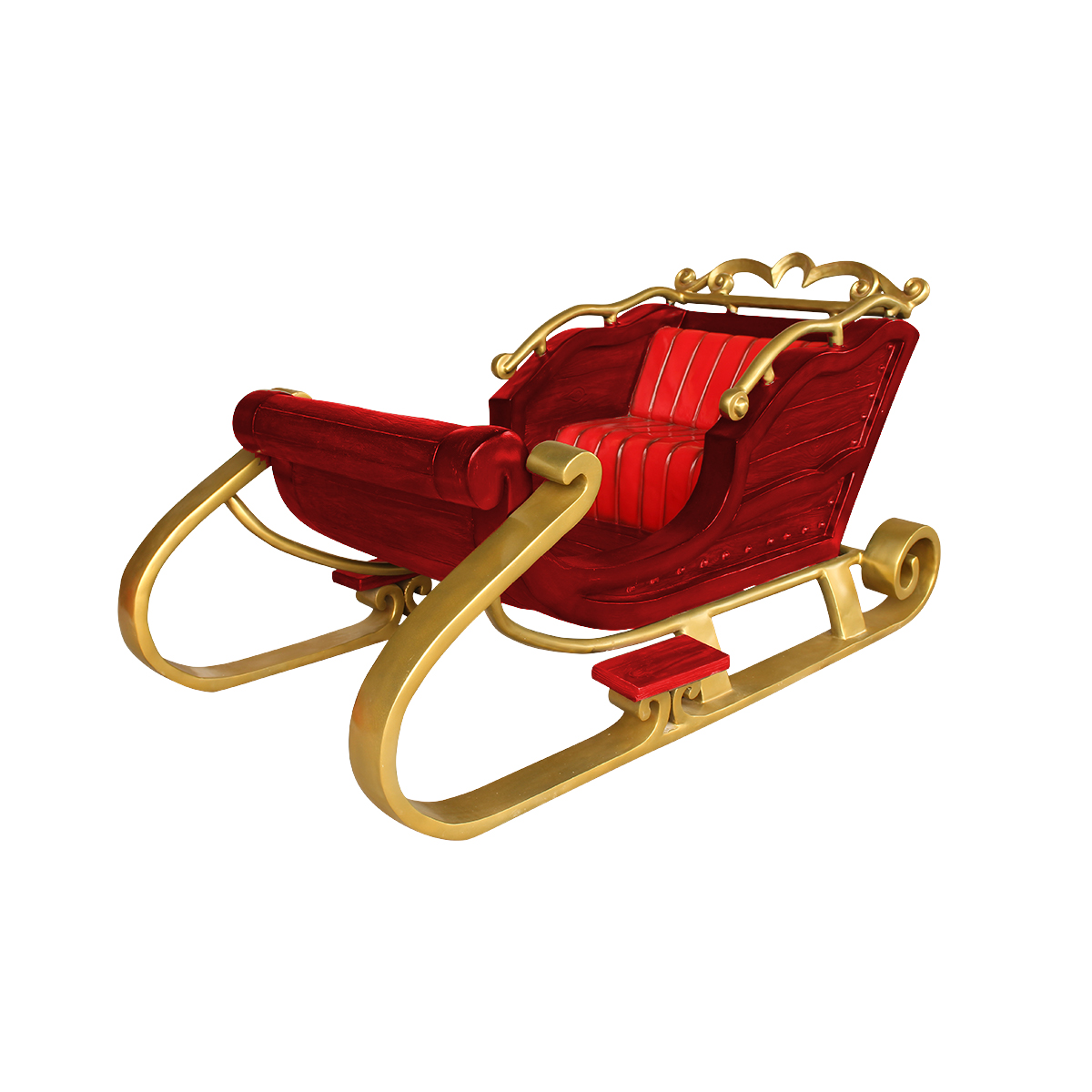 Santa Sleigh - Christmas Display - Red/Gold - 6.6ft Long - 3.3ft Tall - 3.9ft Wide