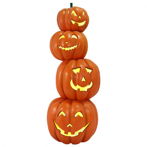 Halloween Pumpkin Tower - 4 Jack-O’-Lanterns - Light - 9ft Tall