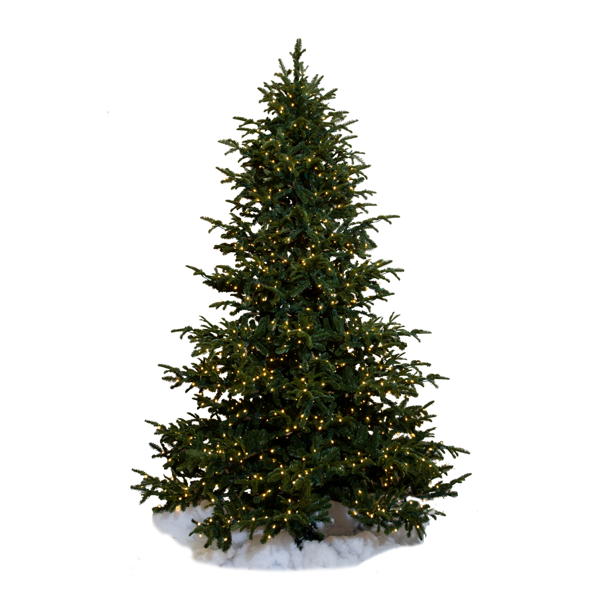 Star Fir Deluxe Christmas Tree - Warm White LED Glowing Lights - One-Plug Pole Power Supply - 7.5ft Tall