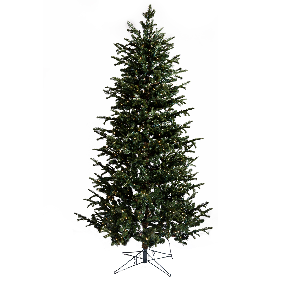 Star Fir Deluxe Christmas Tree - Pencil Style - Warm White LEDs - One-Plug Power - 10ft Tall
