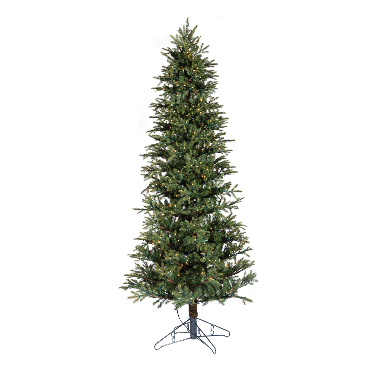 Alaskan Deluxe Christmas Tree - Pencil Slim Style - Warm White LEDs - One-Plug Power Pole - 9ft Tall