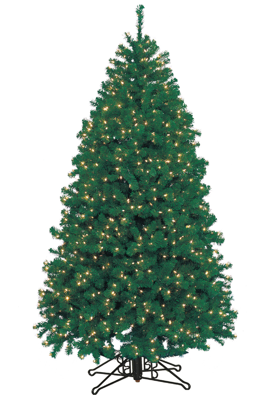 Highland Fir Christmas Tree - Warm White LEDs - One-Plug Pole Power Supply - 8ft Tall - Commercial Christmas Display
