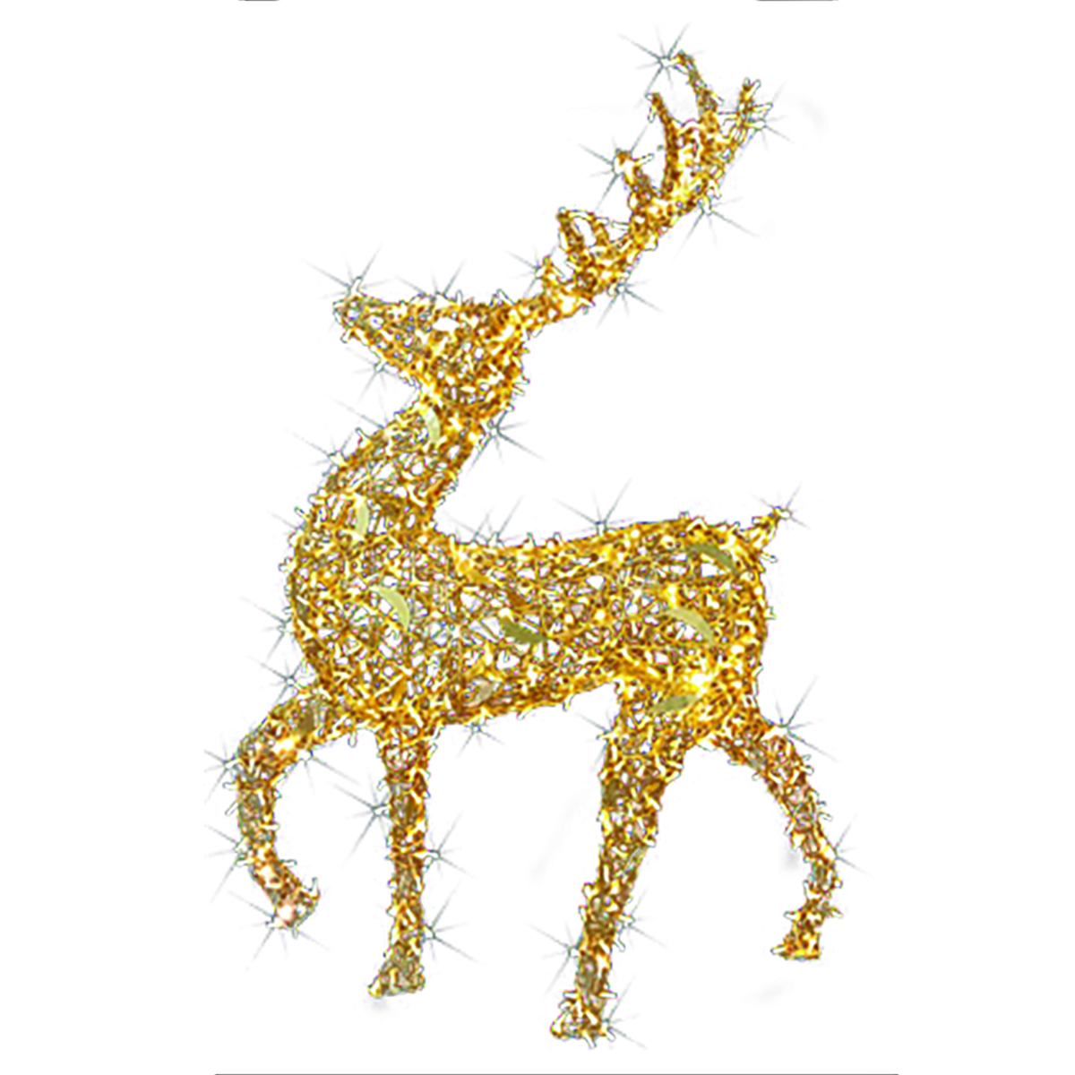 3D Stepping Deer - Christmas Display - Gold - LED Lights - Life-Size
