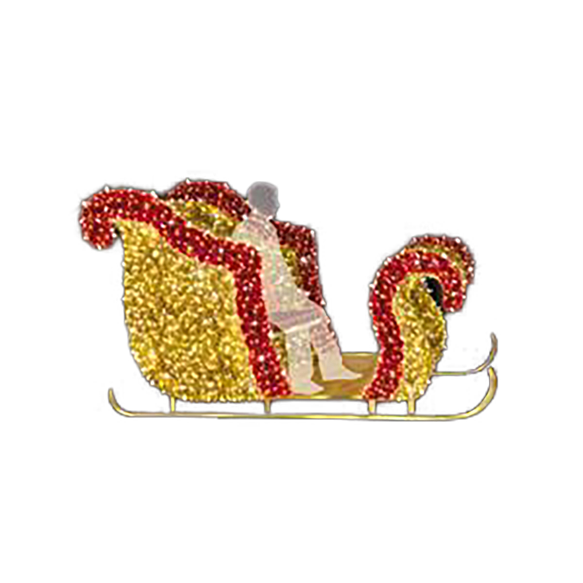 3D Sleigh - Large Commercial Christmas Display - Life-size - LED Lights - 10ft long - 5ft tall