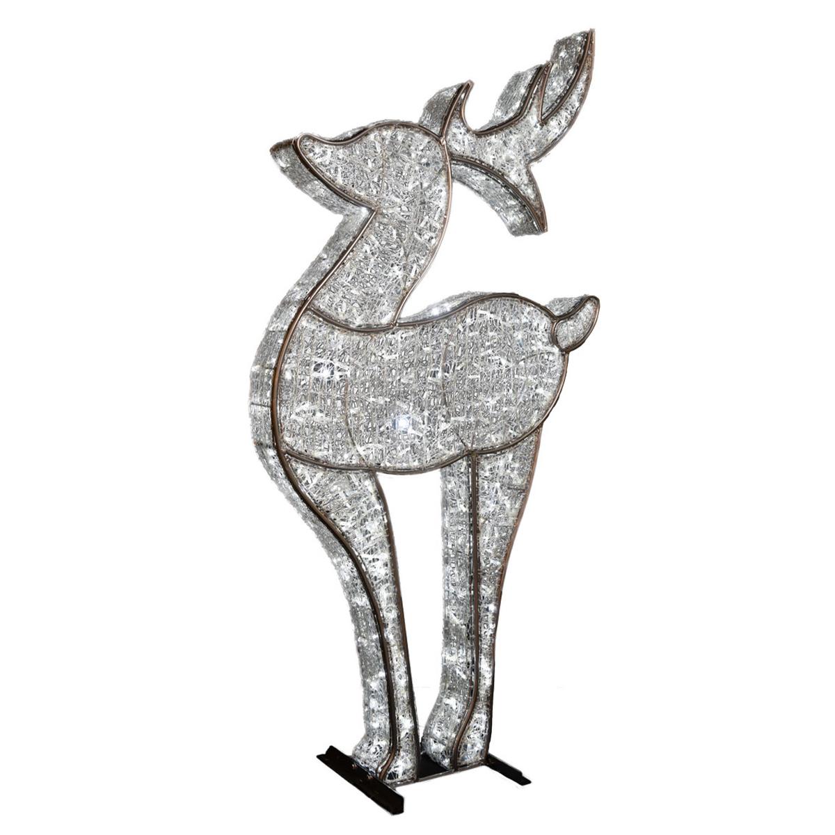 3D Christmas Deer Display - Cool White LED-lit - Medium - Silver - 7ft tall