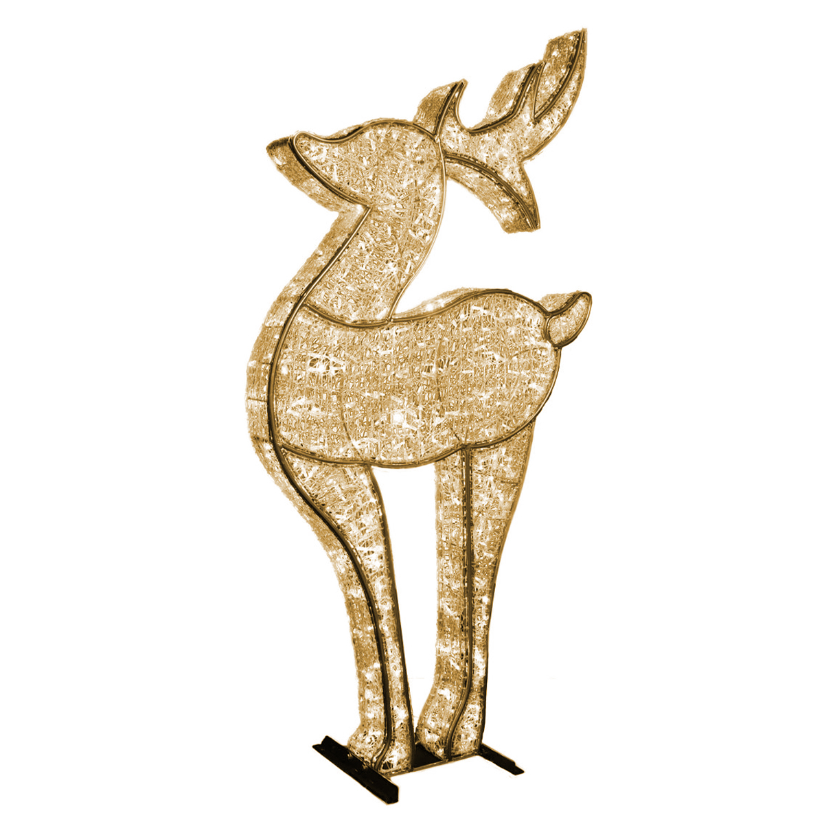 3D Christmas Deer Display - Cool White LED-lit - Medium - Gold - 7ft tall