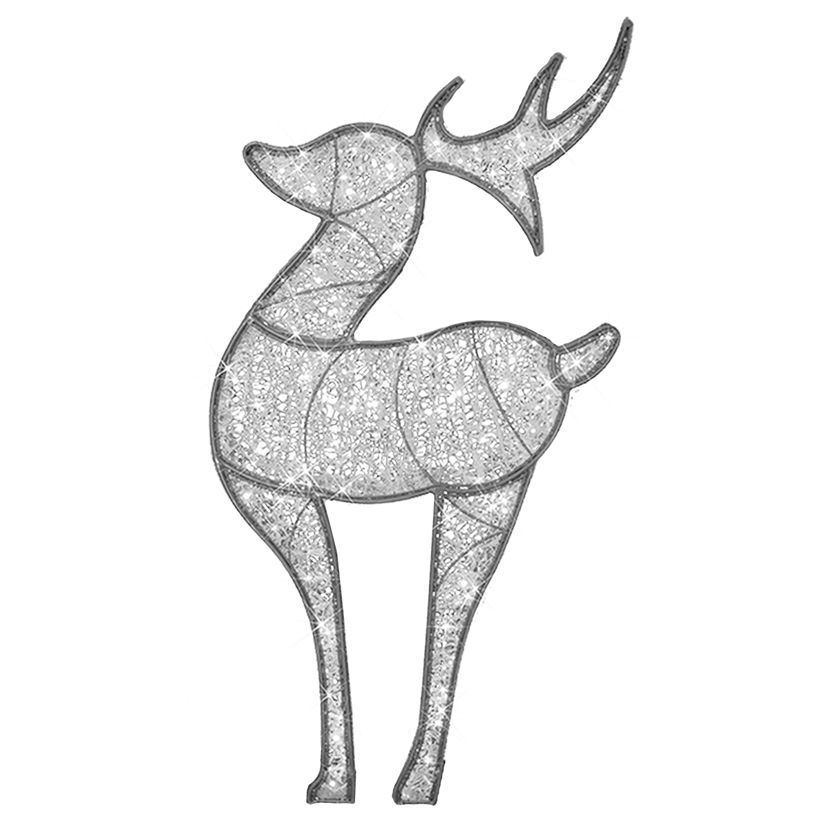2D Deer Christmas Display - Cool White LEDs - Silver - Large - 9ft tall