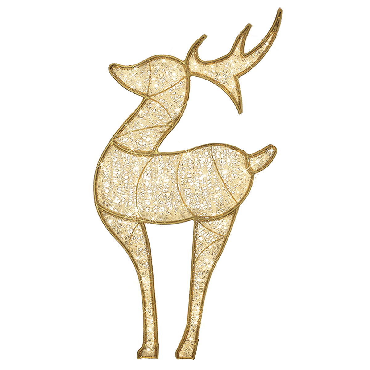 2D Deer Christmas Display - Cool White LEDs - Gold - Large - 9ft tall