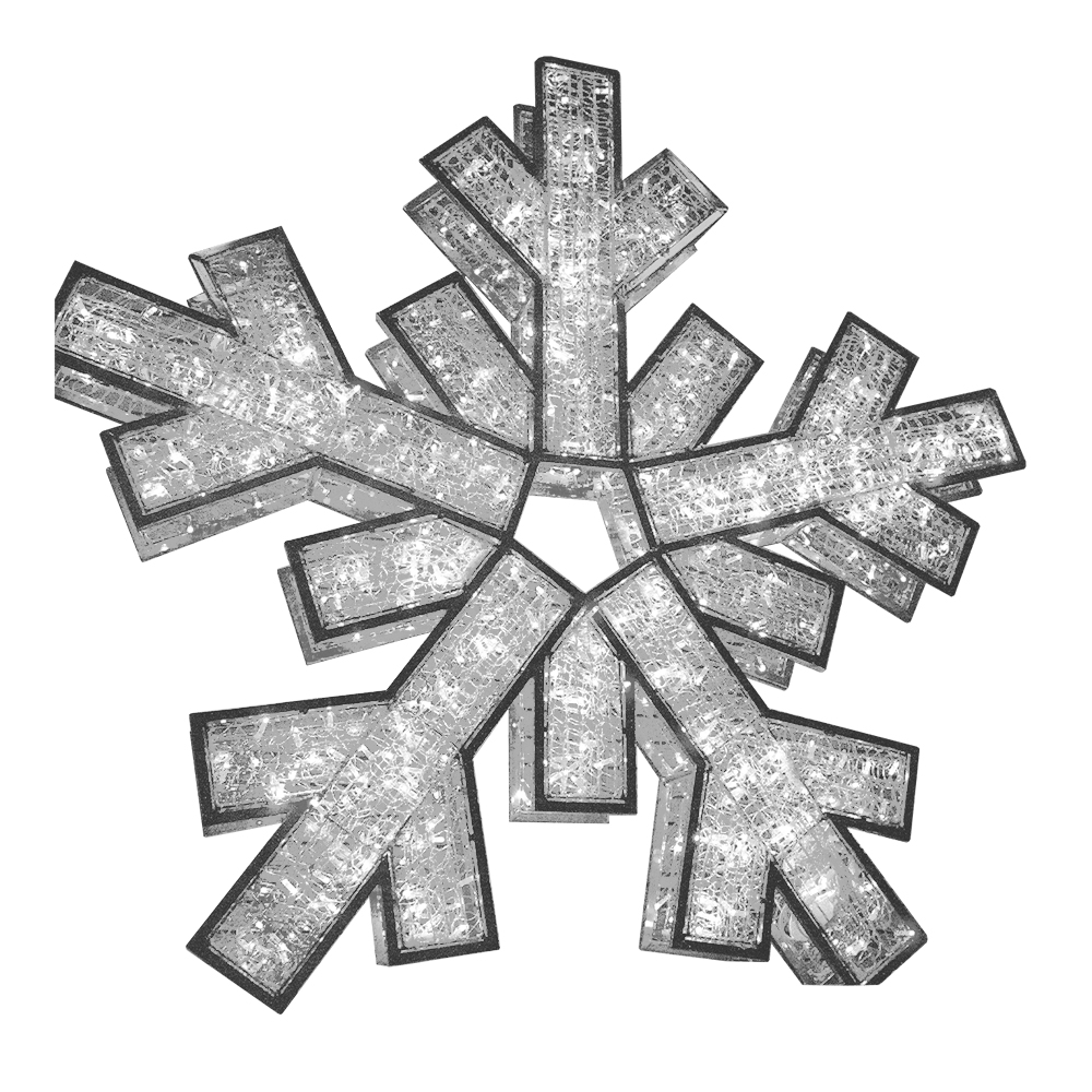 2D Snowflake - Christmas Display - Cool White LED Lights - Silver - Medium - 6.5ft tall