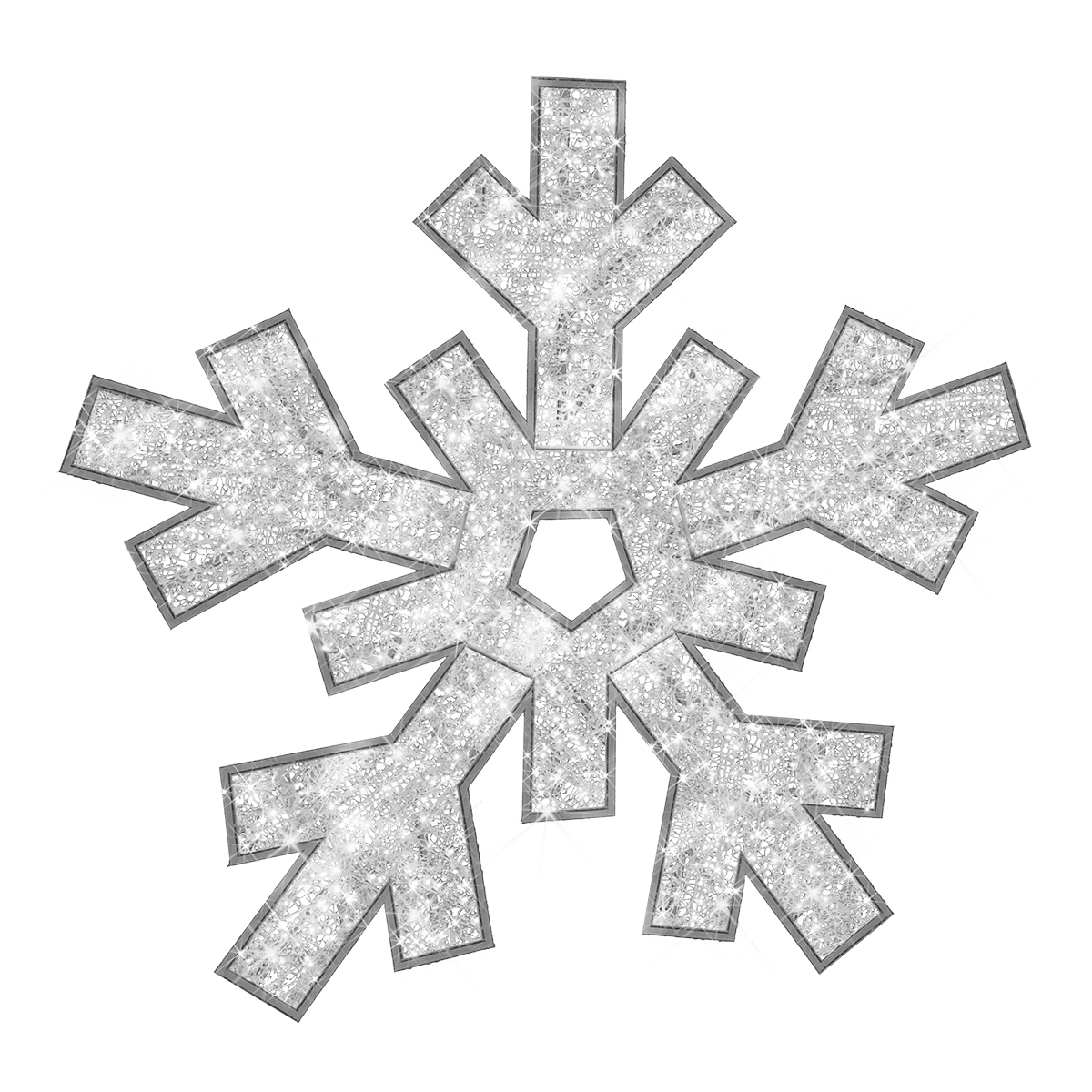 2D Snowflake - Christmas Display - Cool White - Silver - Large - 9.8ft tall