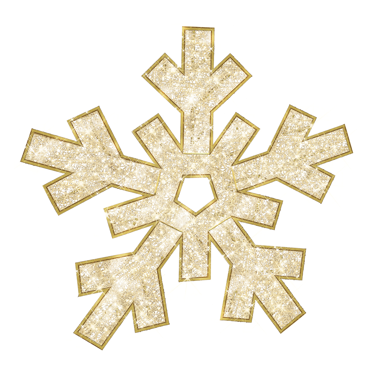 2D Snowflake - Christmas Display - Cool White LED Lights - Gold - Medium - 6.5ft tall