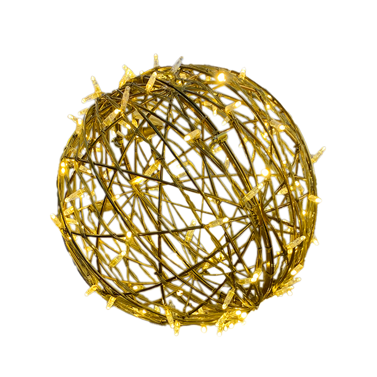 Gold Knitted Ball - Large Commercial Display - LED Lights - 35” Diameter