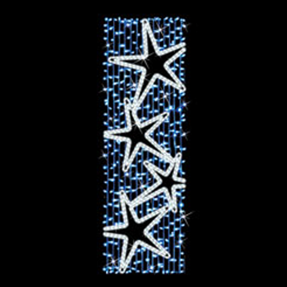 2D Stars - Blue Pole Mount - Large Commercial Illuminated Display - 7.5ft tall