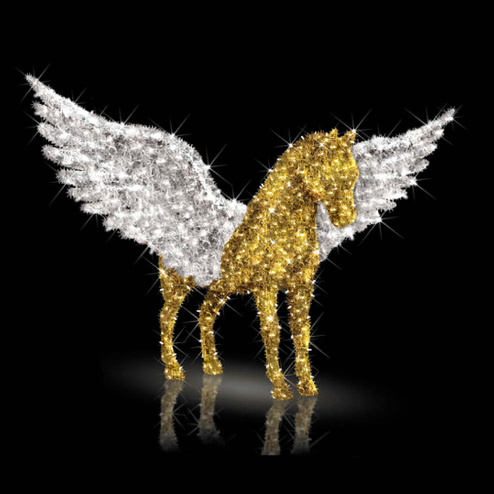 Silver & Gold Pegasus - Large Commercial Display - LED Lights - Life-Size