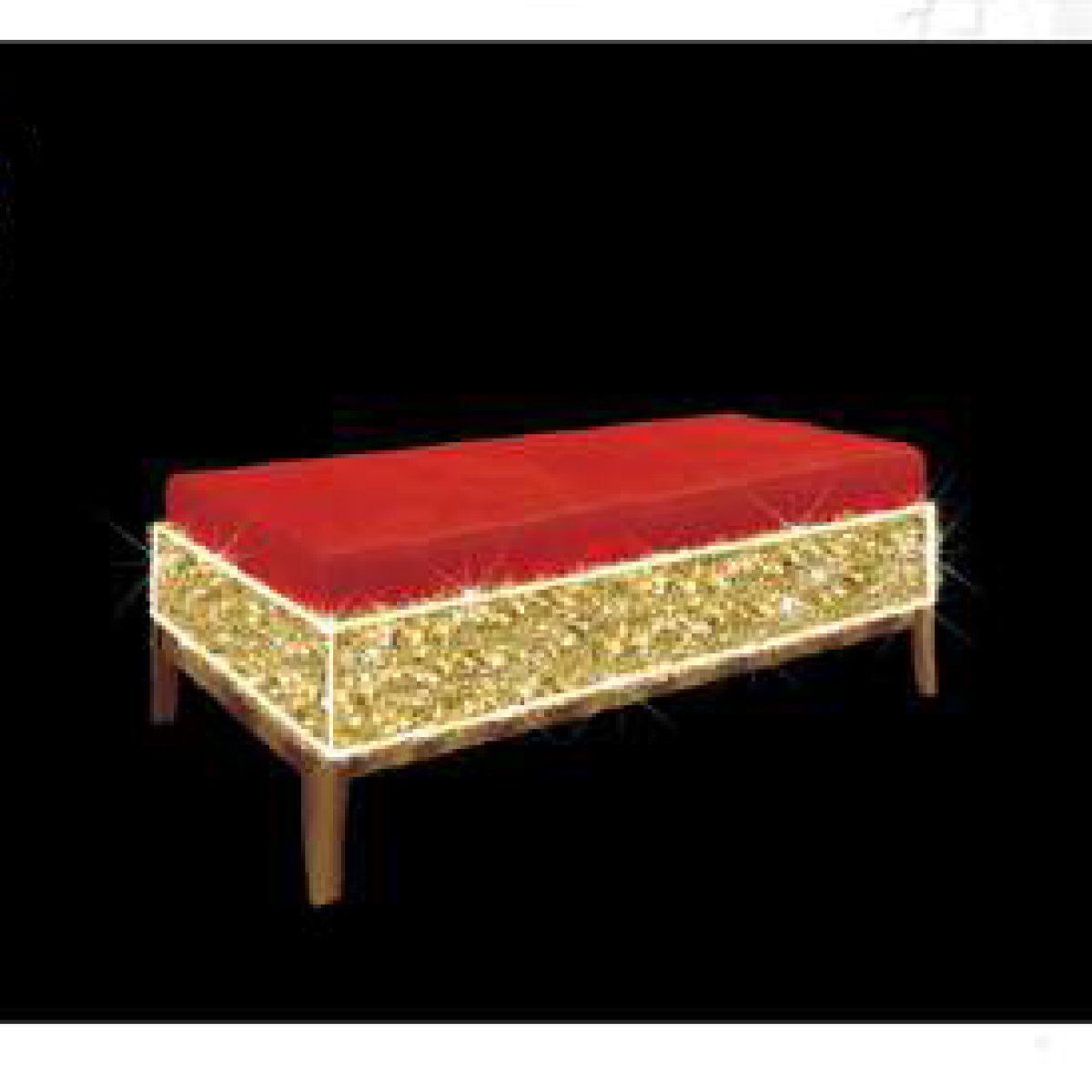 3D Gold Bench - Large Commercial Display - Red Cushion - LED Lights - 40” Long