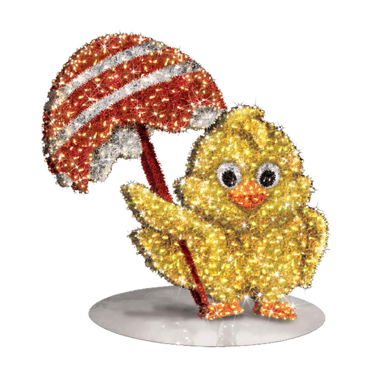 2D Easter Chick With Umbrella - Large Commercial Illuminated Display - 6.6ft Tall