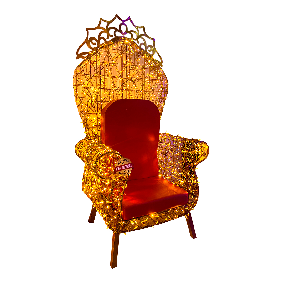 3D Santa Throne - Large Commercial Illuminated Display - Real Cushioned Seat - Life-Size