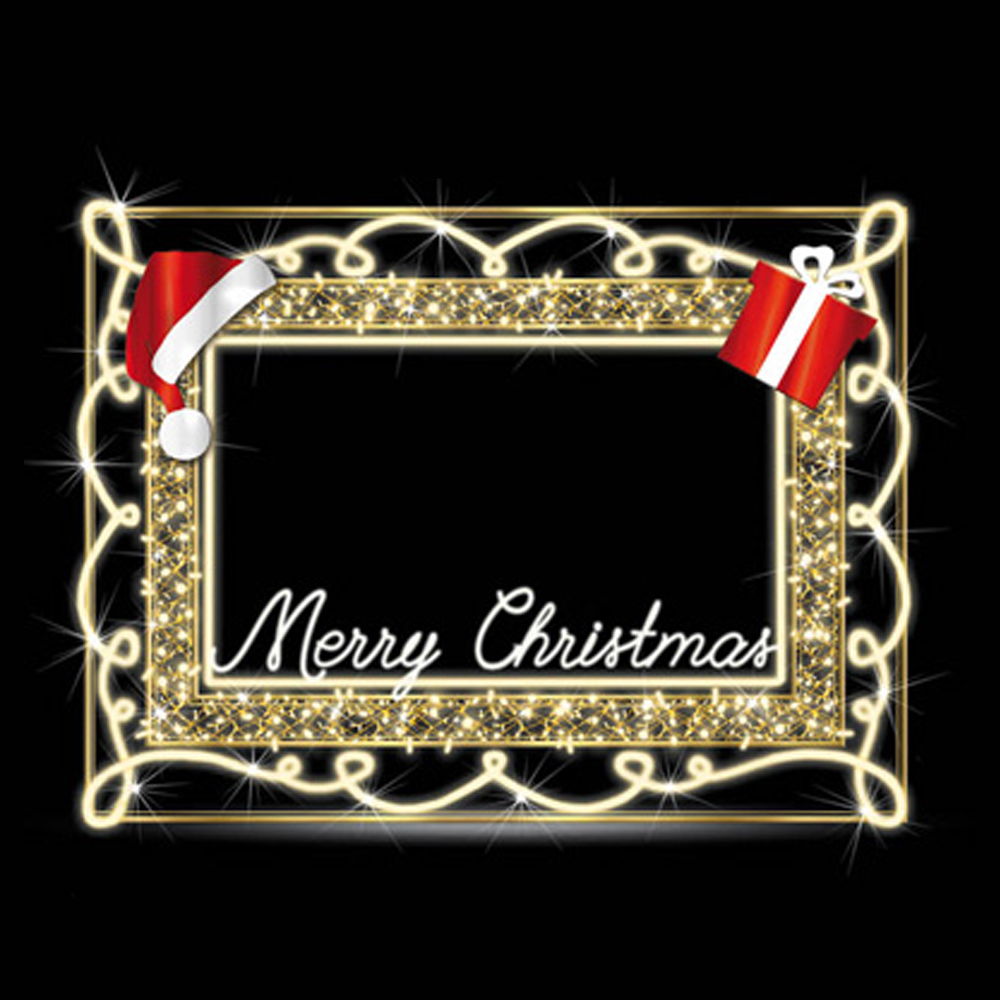 2D Christmas Frame - Large Commercial Display - Photo Op - Christmas Motifs - LED Lights - 7.3ft tall