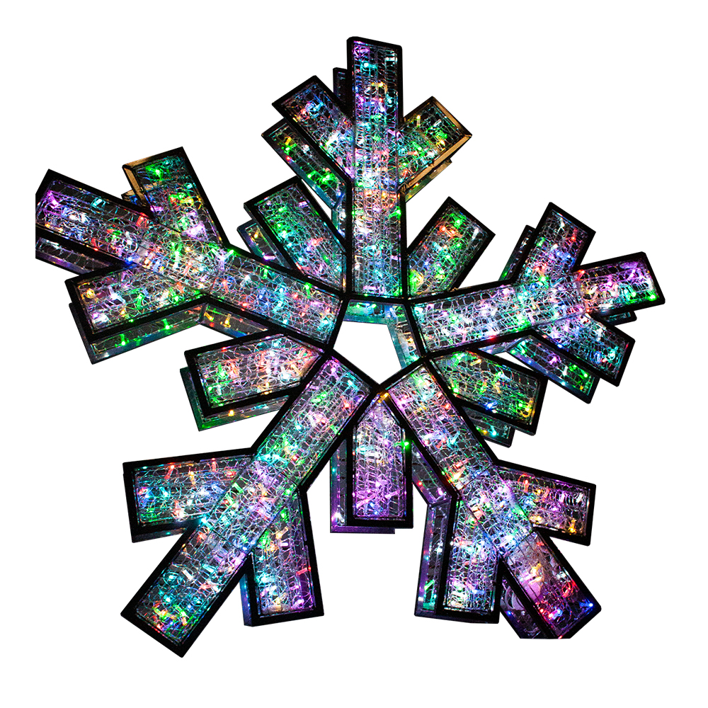 3D Silver 2 Sided Snowflake, RGB LED Lights, Large