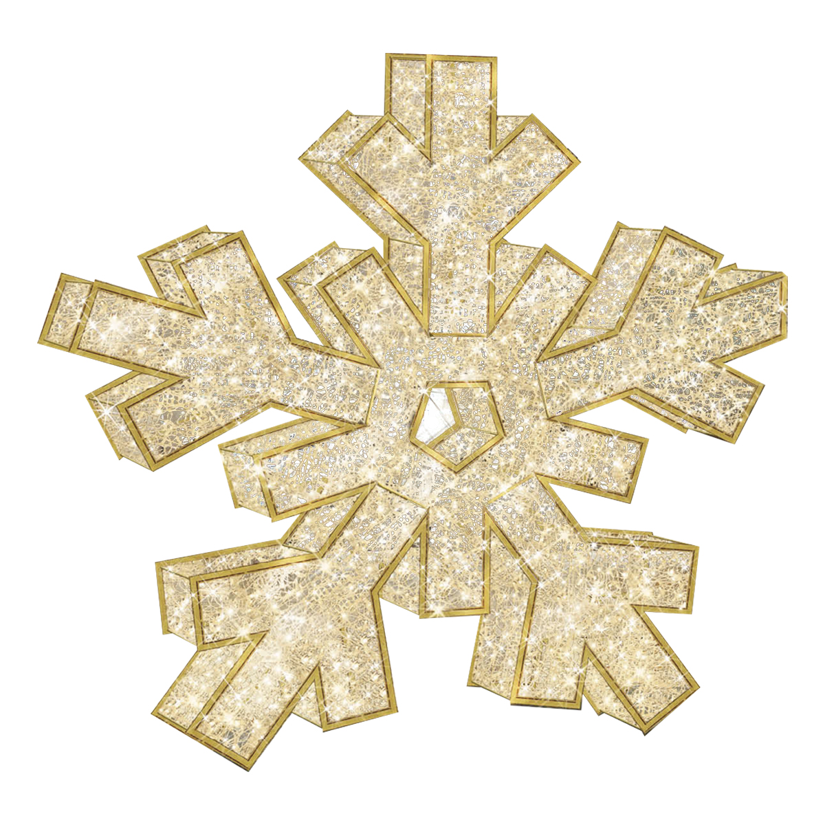 3D Snowflake, Gold, WW LED, Large