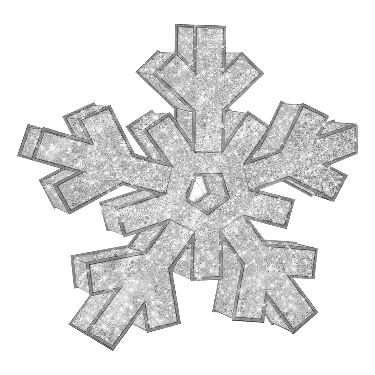 3D Snowflake, Silver, CW LED, Large