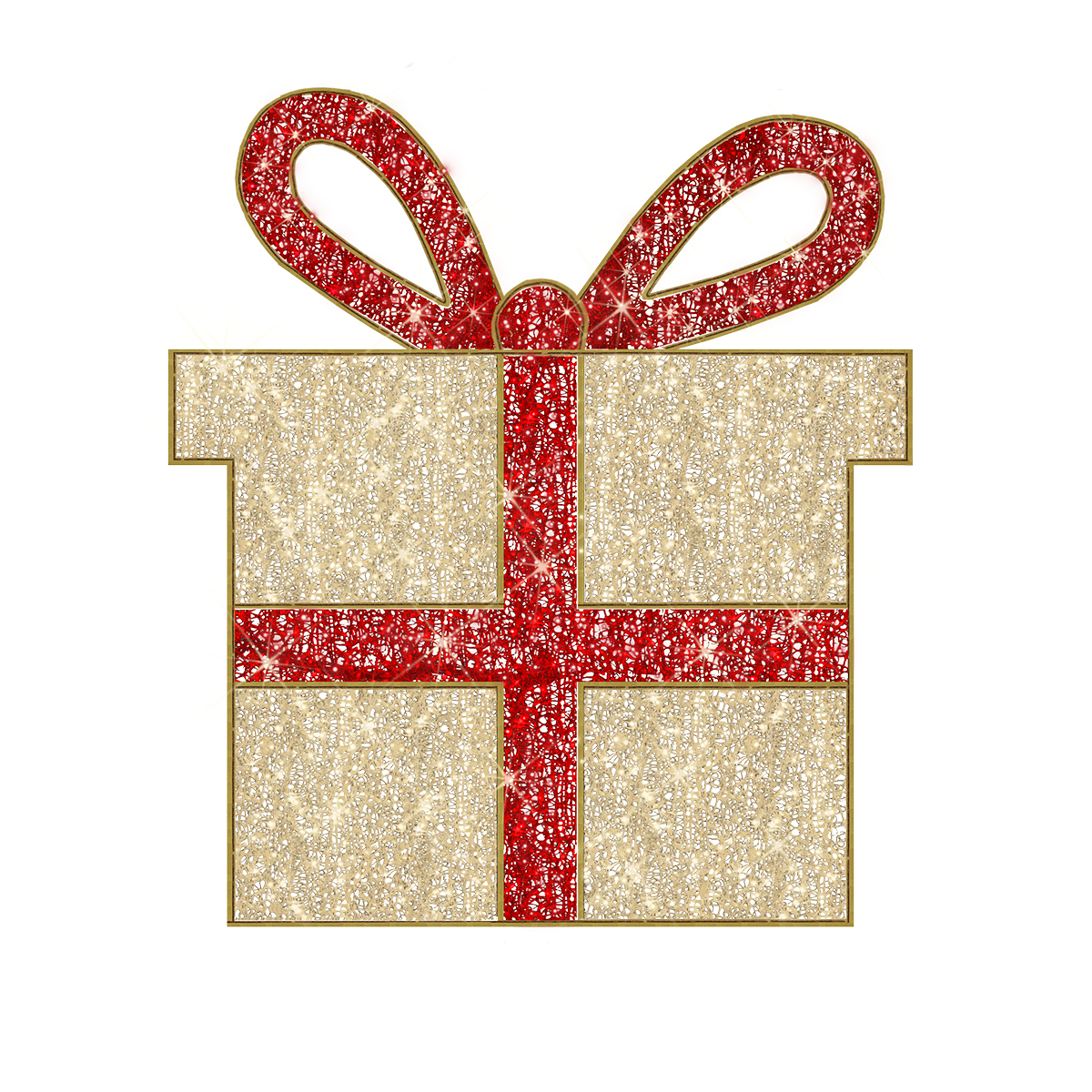 2D Gift Box, Gold/Red, WW LED, Medium