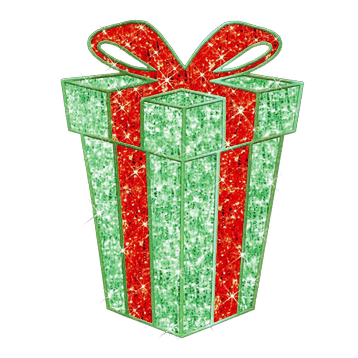 2D Green with Red Bow Large Giftbox