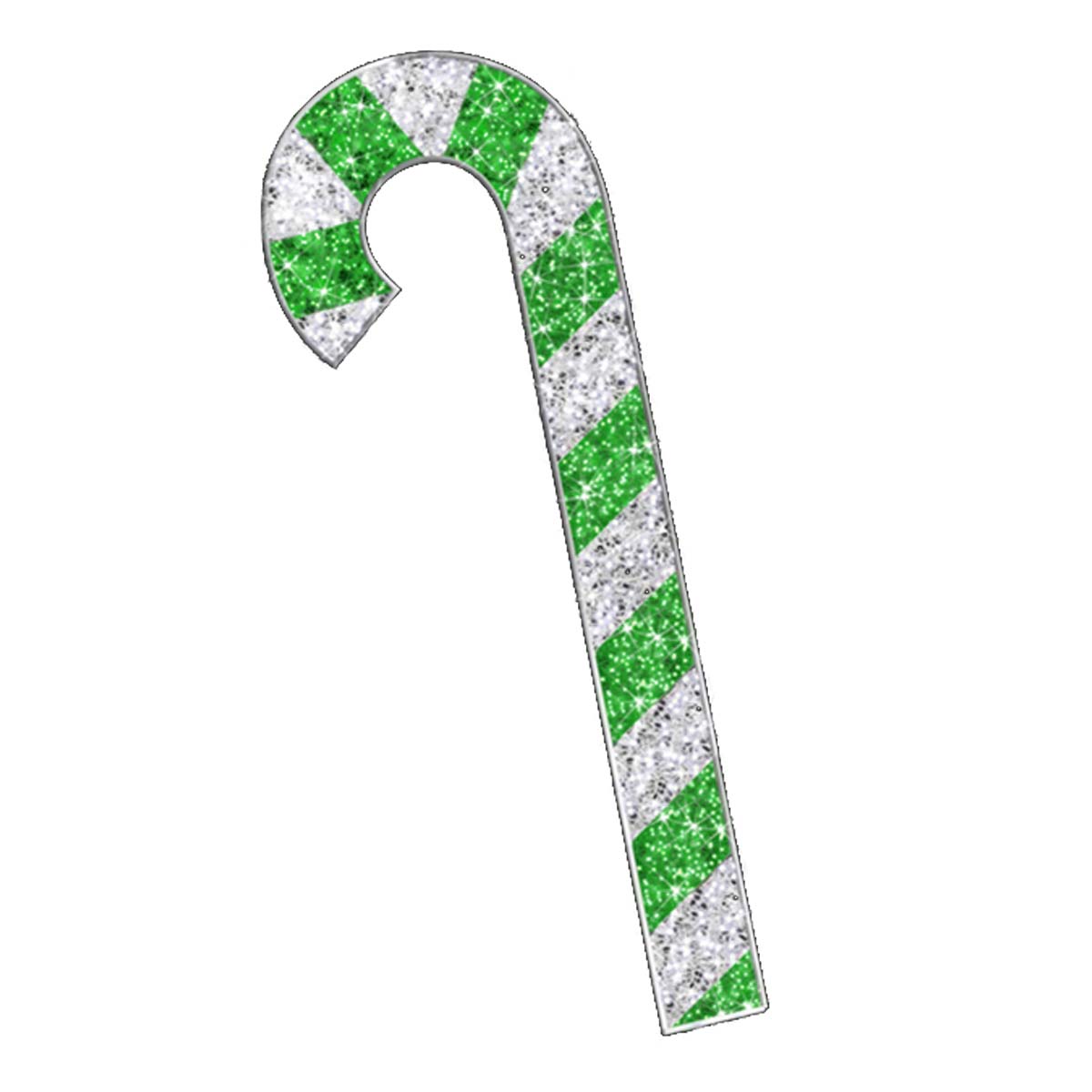 2D Green and Silver Candy Cane Display