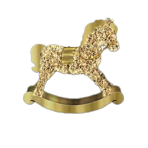 3D Gold and Warm White Rocking Horse