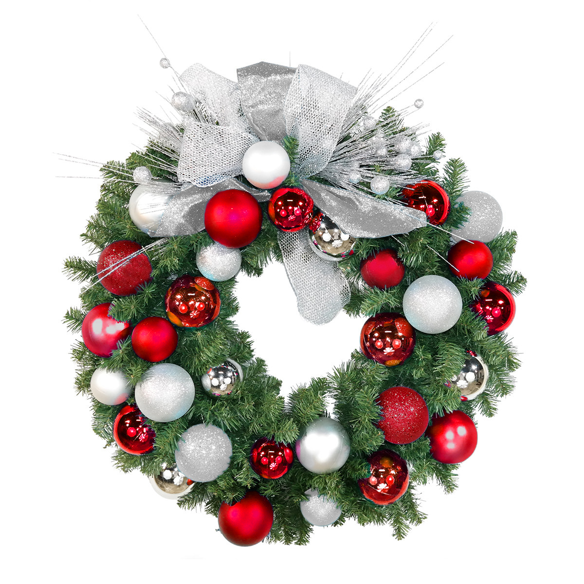 Pre-Decorated Wreath 36" Crimson Seasons Collection, with WW LED