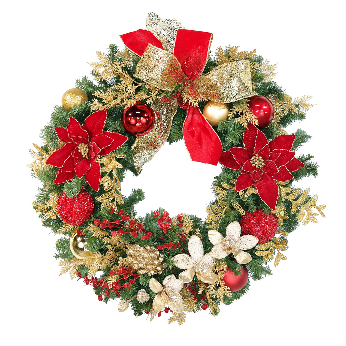 Pre-Decorated Wreath 36" Ruby Collection, Unlit